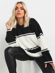 Yours Curve Black Drop Shoulder Stripe Jumper - Image 1 of 5