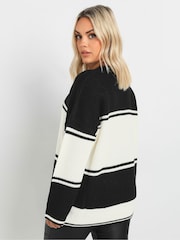 Yours Curve Black Drop Shoulder Stripe Jumper - Image 3 of 5