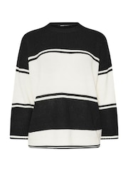 Yours Curve Black Drop Shoulder Stripe Jumper - Image 5 of 5