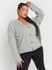 Yours Curve Grey Speckled Button Through Cardigan - Image 1 of 5