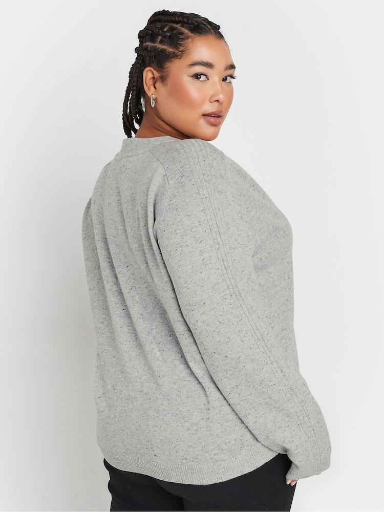 Yours Curve Grey Speckled Button Through Cardigan - Image 3 of 5