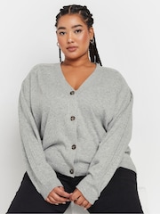 Yours Curve Grey Speckled Button Through Cardigan - Image 4 of 5