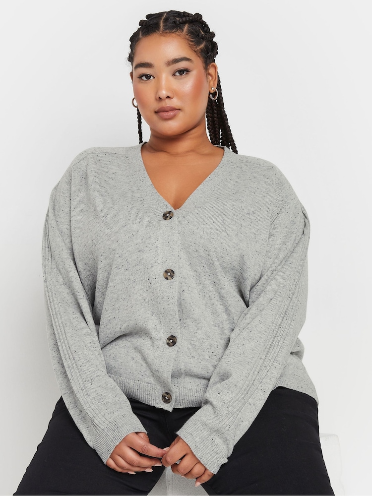 Yours Curve Grey Speckled Button Through Cardigan - Image 4 of 5
