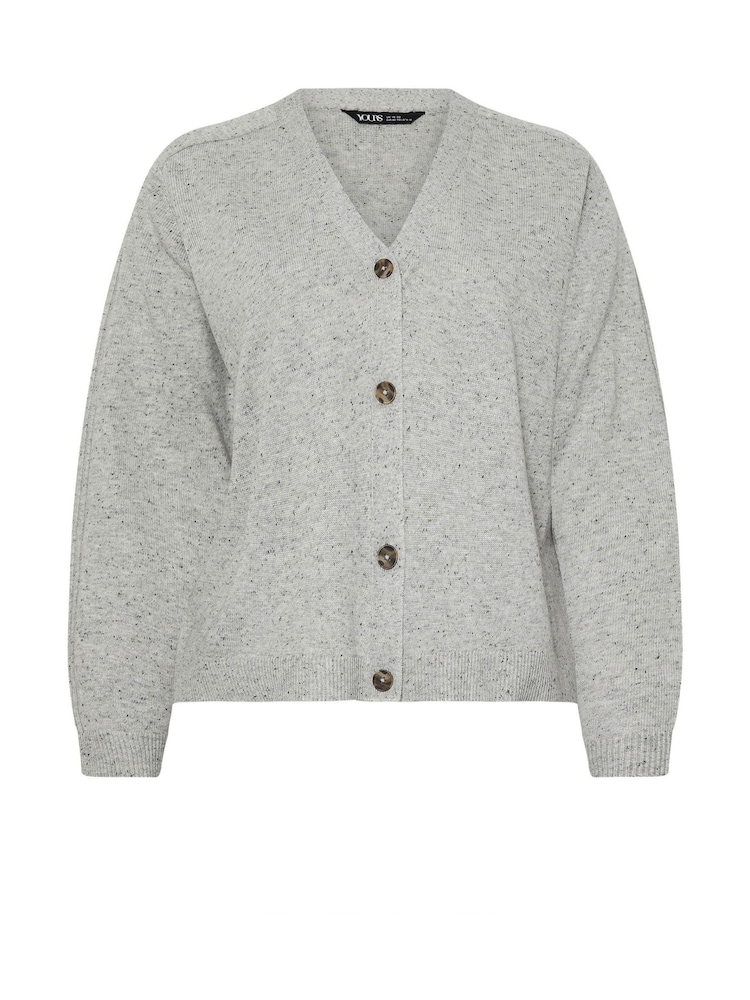 Yours Curve Grey Speckled Button Through Cardigan - Image 5 of 5