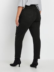 Yours Curve Black Mom Eyelet Detail Jeans - Image 5 of 6