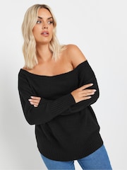Yours Curve Black Bardot Jumper - Image 1 of 5
