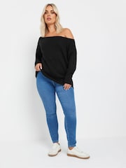 Yours Curve Black Bardot Jumper - Image 2 of 5