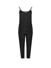 Yours Curve Black Lace Stripe Satin Cami Set - Image 6 of 6