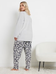 Yours Curve Grey Animal Heart Borg Lounge Set - Image 3 of 5