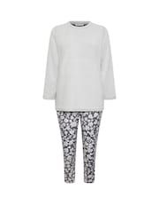 Yours Curve Grey Animal Heart Borg Lounge Set - Image 5 of 5