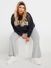 Yours Curve Grey Flare Yoga Trousers - Image 1 of 6