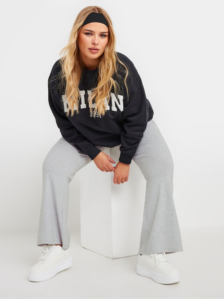 Yours Curve Grey Flare Yoga Trousers - Image 1 of 6