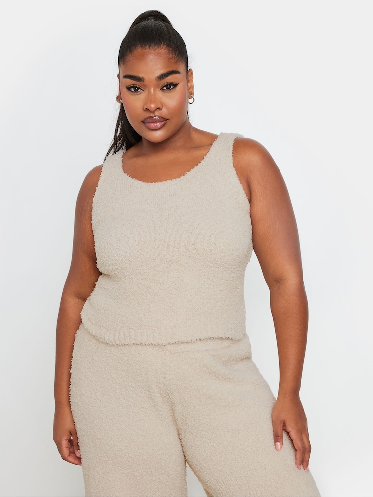 Yours Curve Cream Chenille Vest Top - Image 1 of 6