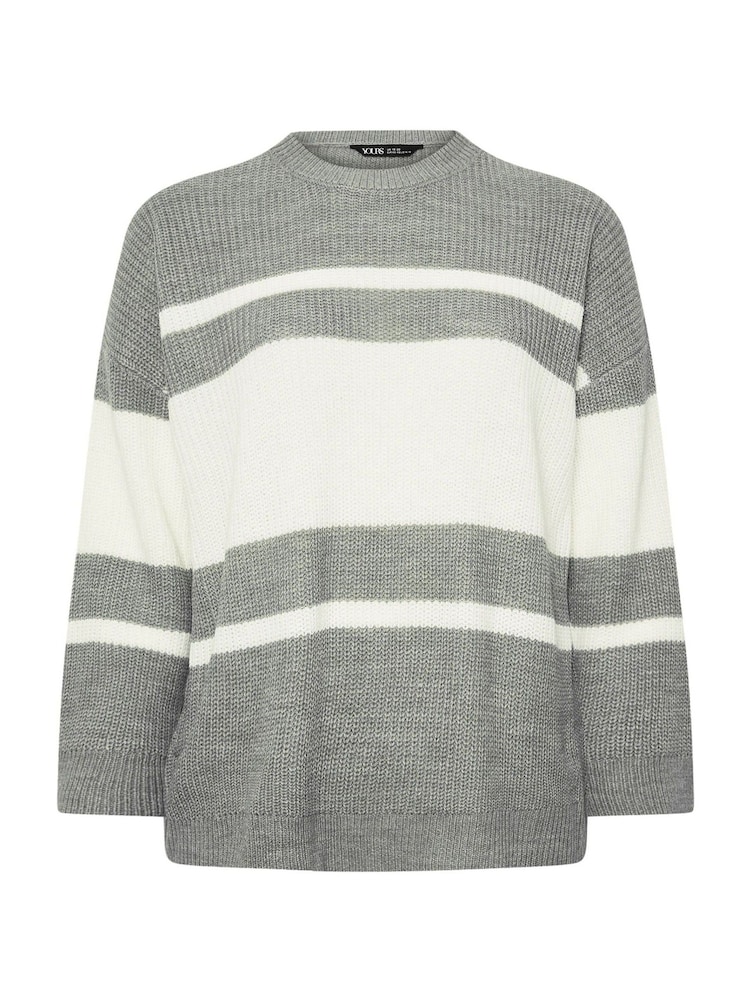 Gris - Yours Curve Drop Shoulder Stripe Jumper - Imagen 6 de 6 Gris - Yours Curve Drop Shoulder Stripe Jumper - Imagen 6 de 6