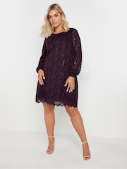 Yours Curve Purple Lace Midi Dress - Image 1 of 5