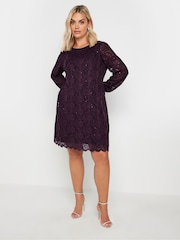 Yours Curve Purple Lace Midi Dress - Image 2 of 5