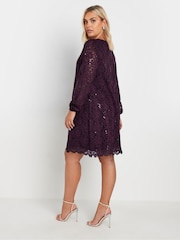Yours Curve Purple Lace Midi Dress - Image 3 of 5