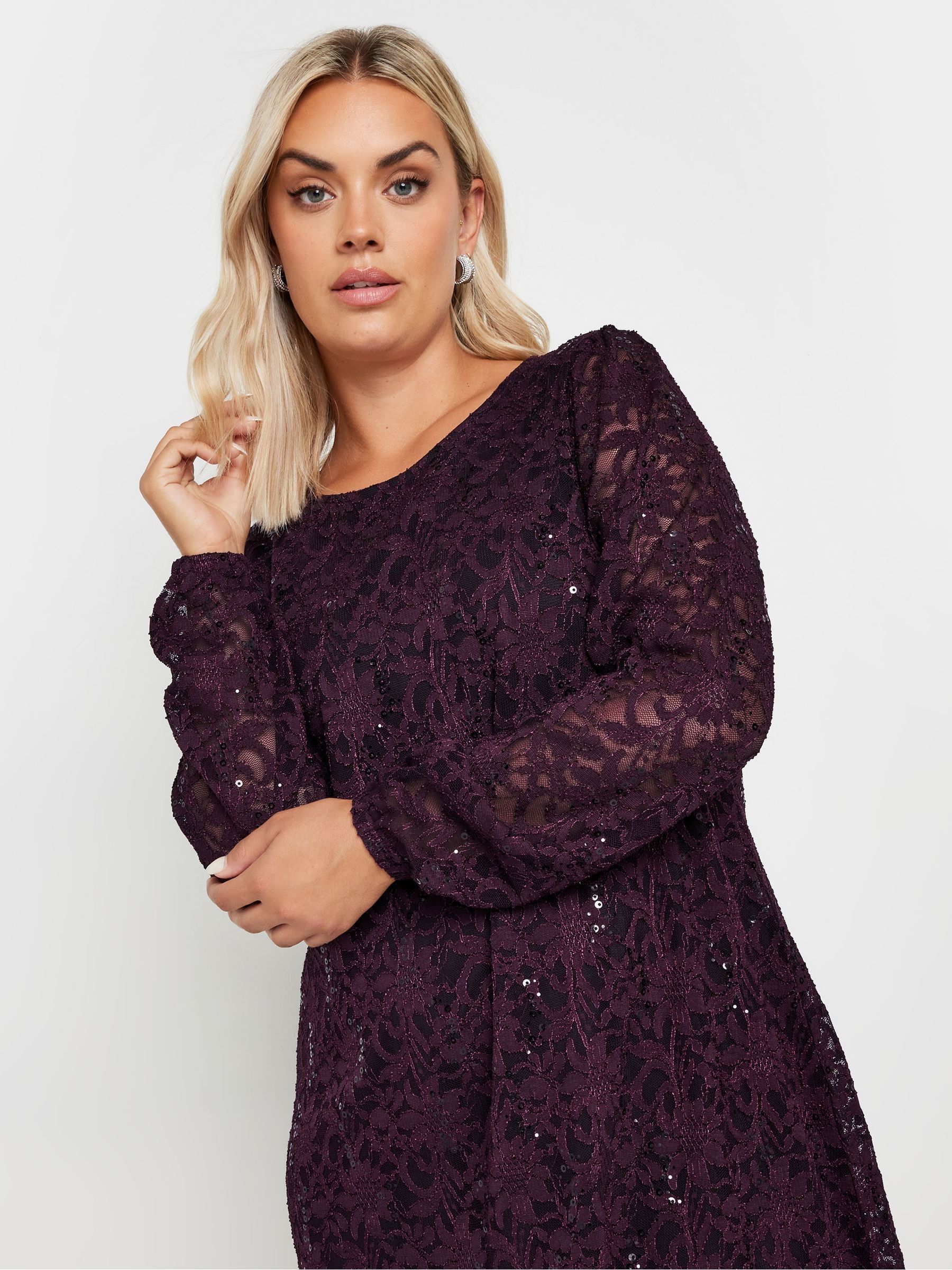 Yours Curve Purple Lace Midi Dress