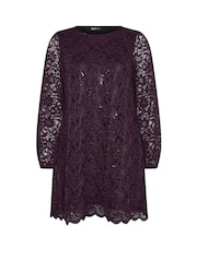 Yours Curve Purple Lace Midi Dress - Image 5 of 5