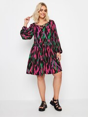 Yours Curve Black Abstract Print Textured Dress - Image 2 of 5