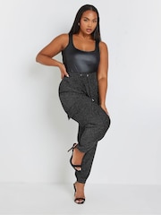 Yours Curve Black Cargo Glitter Harem Trousers - Image 2 of 5
