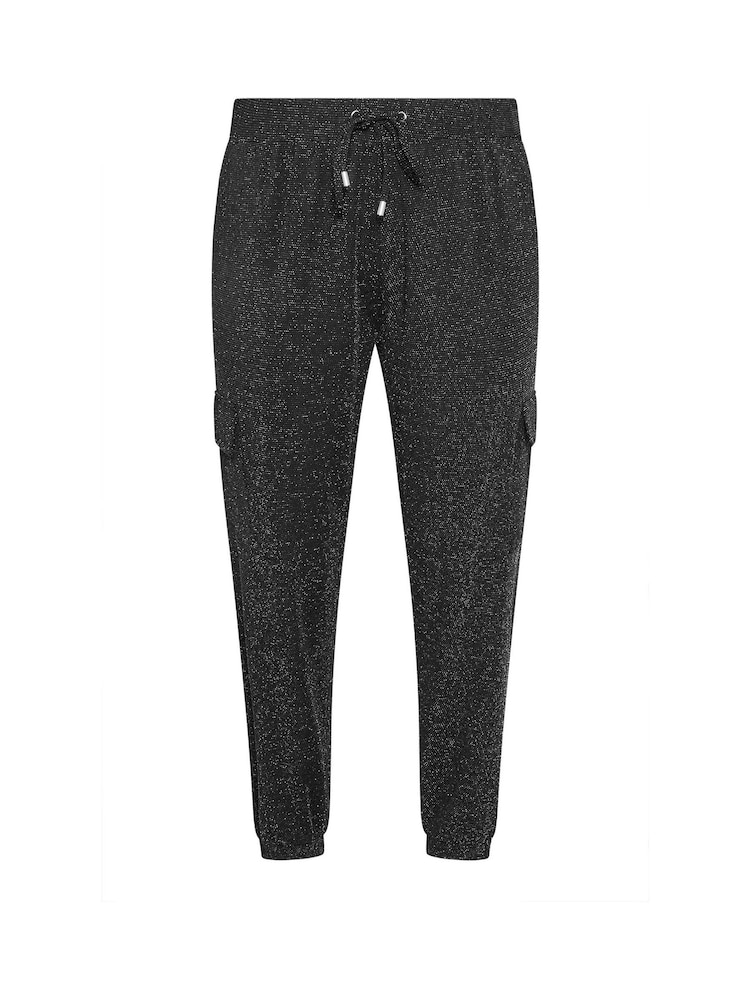 Yours Curve Black Cargo Glitter Harem Trousers - Image 5 of 5