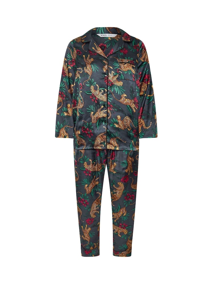 Yours Curve Convo Pyjama-Set aus Satin mit Leopardenmuster - Bild 5 von 5 Yours Curve Convo Pyjama-Set aus Satin mit Leopardenmuster - Bild 5 von 5