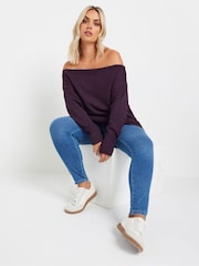 Yours Curve Purple Bardot Jumper - Image 3 of 5
