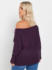 Yours Curve Purple Bardot Jumper - Image 4 of 5
