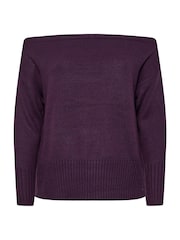 Yours Curve Purple Bardot Jumper - Image 5 of 5