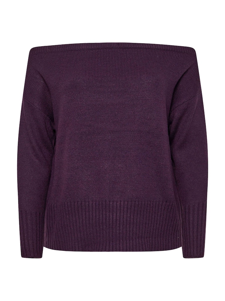 Yours Curve Purple Bardot Jumper - Image 5 of 5