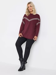 Yours Curve Red Chevron Studded Jumper - Image 2 of 6