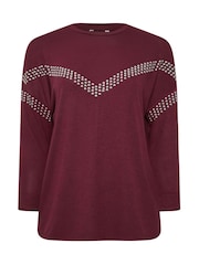 Yours Curve Red Chevron Studded Jumper - Image 6 of 6