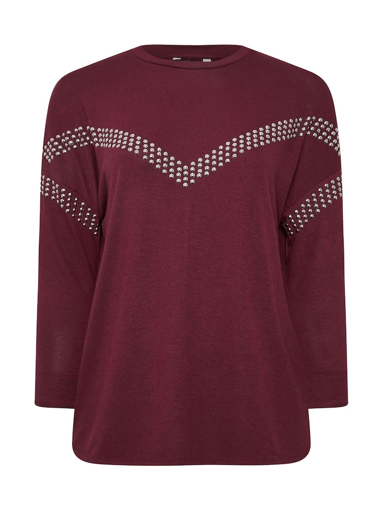 Yours Curve Red Chevron Studded Jumper - Image 6 of 6