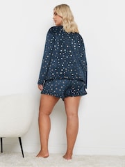 Yours Curve Blue Star Frilled Pyjama Set - Image 4 of 5