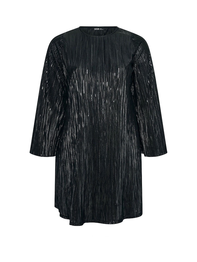 Schwarz - Yours Curve Plissiertes Kleid mit ausgestellten Ärmeln - Bild 5 von 5 Schwarz - Yours Curve Plissiertes Kleid mit ausgestellten Ärmeln - Bild 5 von 5