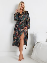 Yours Curve Blue Leopard Convo Satin Robe - Image 2 of 5