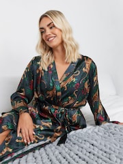 Yours Curve Blue Leopard Convo Satin Robe - Image 4 of 5