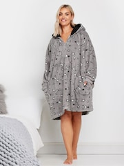 Yours Curve Grey Blanket Hoodie - Image 1 of 5