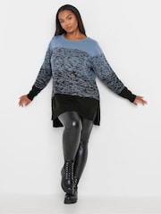 Yours Curve Blue Colourblock 4 Panel Jumper - Image 2 of 5