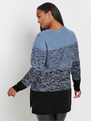 Yours Curve Blue Colourblock 4 Panel Jumper - Image 3 of 5