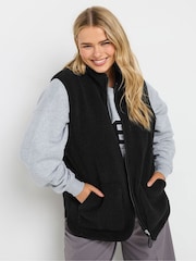 Yours Curve Black Teddy Borg Gilet - Image 1 of 5