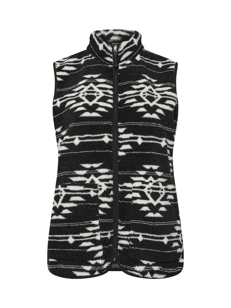 Yours Curve Black Print Teddy Borg Gilet - Image 5 of 5