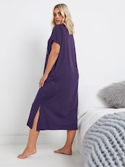 Yours Curve Purple Good Night 100% Cotton Fox Midaxi Nightdress - Image 3 of 5