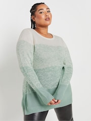 Yours Curve Green Colourblock 4 Panel Jumper - Image 1 of 5