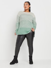 Yours Curve Green Colourblock 4 Panel Jumper - Image 2 of 5