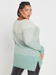 Yours Curve Green Colourblock 4 Panel Jumper - Image 3 of 5