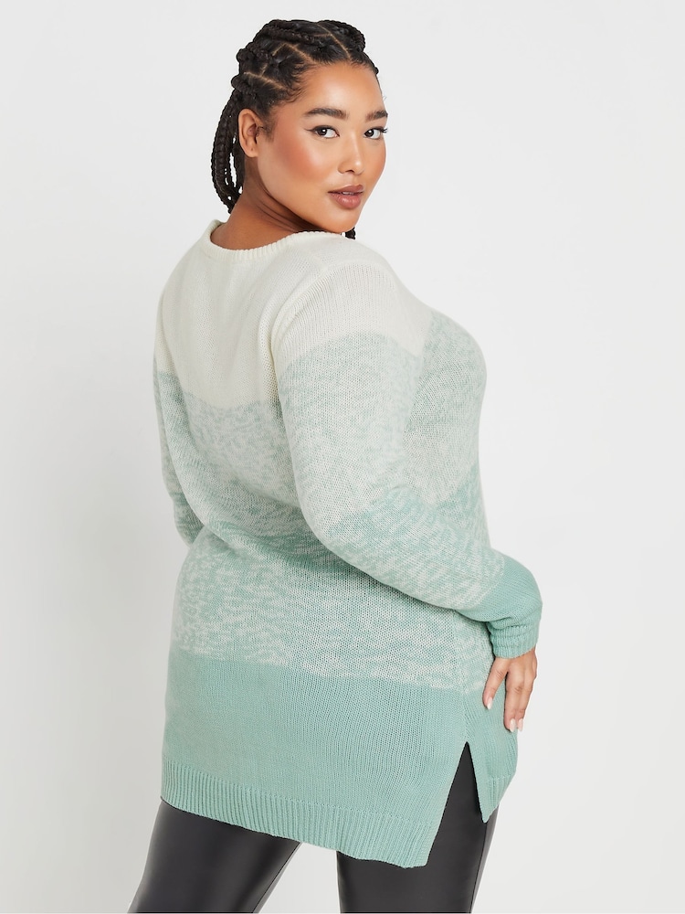 Yours Curve Green Colourblock 4 Panel Jumper - Image 3 of 5