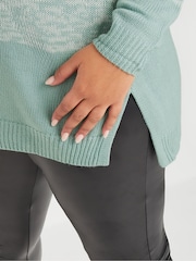 Yours Curve Green Colourblock 4 Panel Jumper - Image 4 of 5