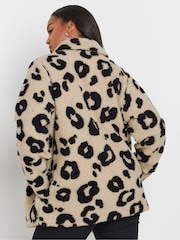 Yours Curve Brown Check Teddy Borg Fleece Jacket - Image 3 of 5